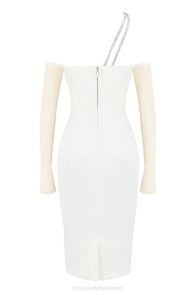 vestiario esso House of CB Loulou abito midi ritagliato in raso avorio X44T519