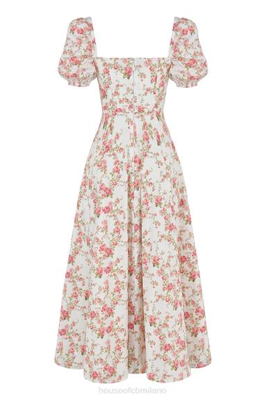 vestiario esso House of CB Prendisole midi con maniche a sbuffo e stampa di rose Tallulah X44T427