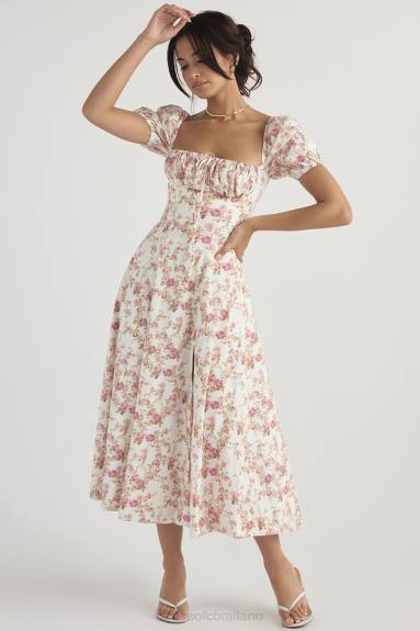 vestiario esso House of CB Prendisole midi con maniche a sbuffo e stampa di rose Tallulah X44T427