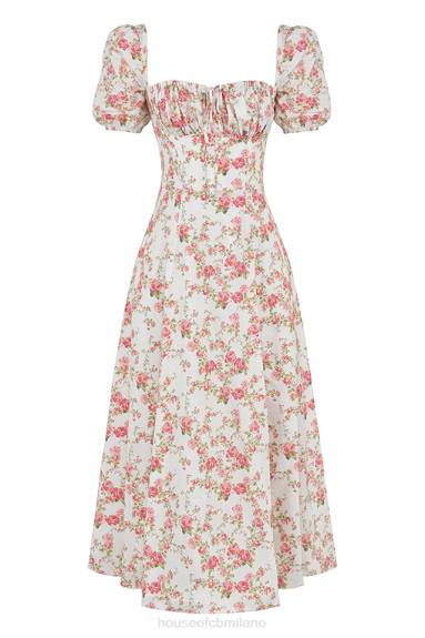 vestiario esso House of CB Prendisole midi con maniche a sbuffo e stampa di rose Tallulah X44T427
