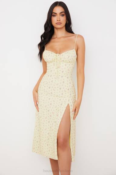 vestiario esso House of CB abito midi bustier floreale color limone carina X44T564