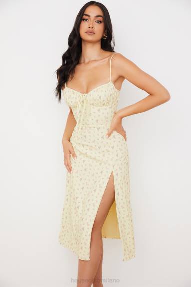 vestiario esso House of CB abito midi bustier floreale color limone carina X44T564