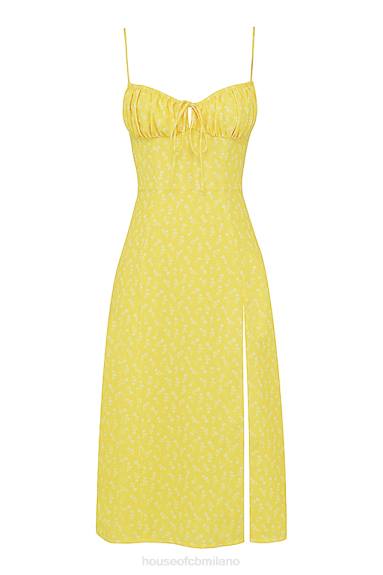 vestiario esso House of CB abito midi bustier floreale giallo carino X44T554