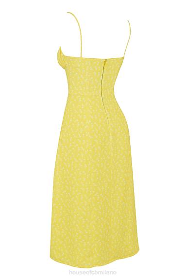 vestiario esso House of CB abito midi bustier floreale giallo carino X44T554