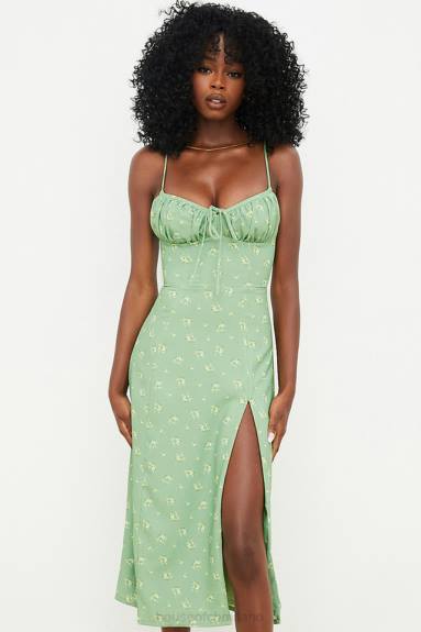 vestiario esso House of CB abito midi bustier floreale oliva carina X44T557