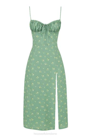vestiario esso House of CB abito midi bustier floreale oliva carina X44T557
