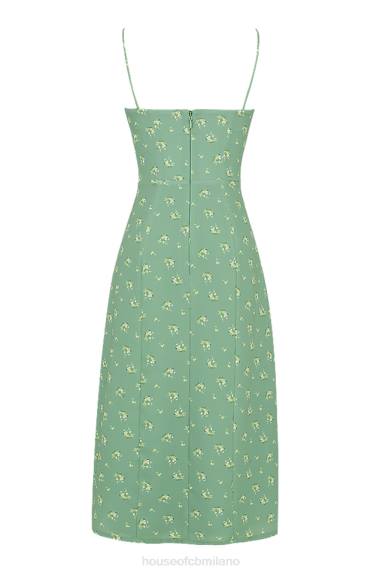 vestiario esso House of CB abito midi bustier floreale oliva carina X44T557