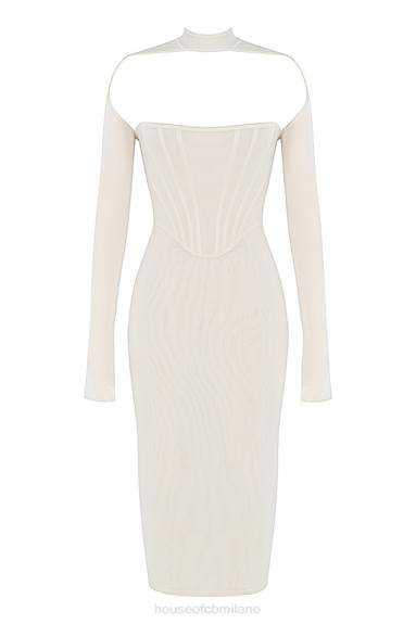 vestiario esso House of CB abito midi con corsetto in rete bianca milarose X44T484