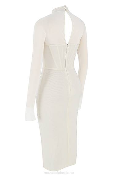vestiario esso House of CB abito midi con corsetto in rete bianca milarose X44T484