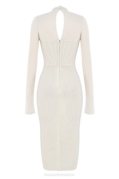 vestiario esso House of CB abito midi con corsetto in rete bianca milarose X44T484