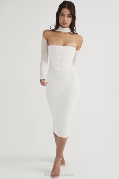 vestiario esso House of CB abito midi con corsetto in rete bianca milarose X44T484