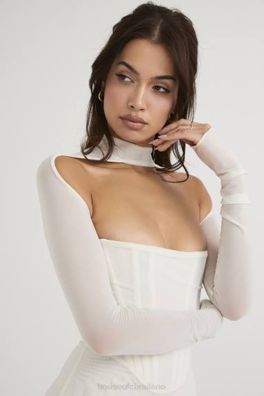 vestiario esso House of CB abito midi con corsetto in rete bianca milarose X44T484