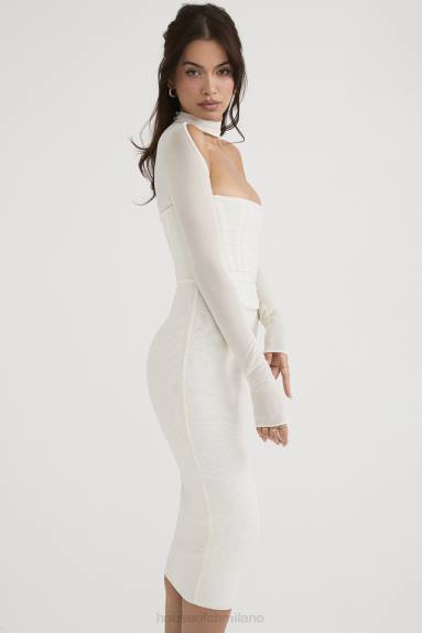 vestiario esso House of CB abito midi con corsetto in rete bianca milarose X44T484
