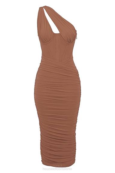vestiario esso House of CB abito midi con taglio asimmetrico mocha di valentina X44T488