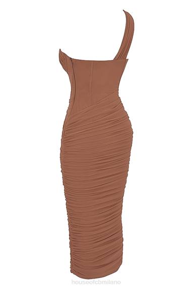 vestiario esso House of CB abito midi con taglio asimmetrico mocha di valentina X44T488