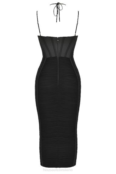 vestiario esso House of CB abito midi maya nero con volant X44T502