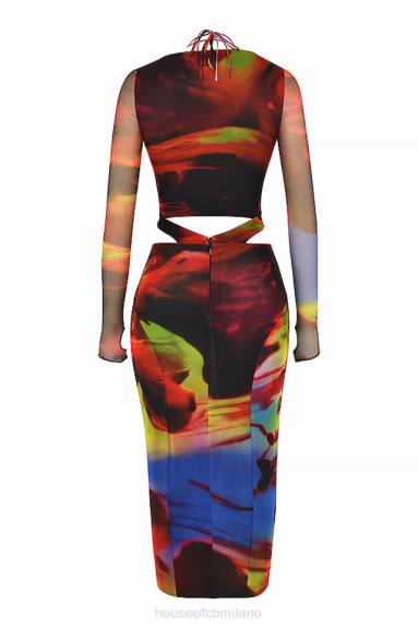 vestiario esso House of CB abito midi ritagliato con stampa marina X44T532