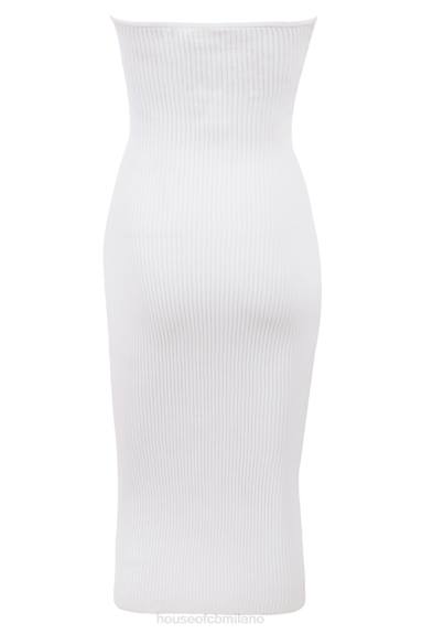 vestiario esso House of CB abito midi senza spalline in maglia a coste bianco oriana X44T444