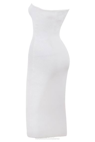 vestiario esso House of CB abito midi senza spalline in maglia a coste bianco oriana X44T444