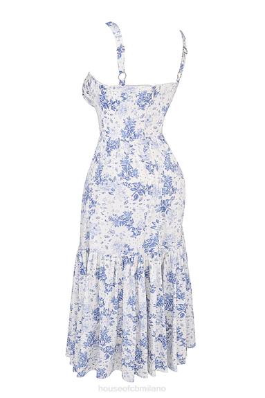 vestiario esso House of CB prendisole midi con stampa elia blu X44T264