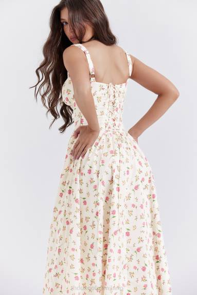 vestiario esso House of CB prendisole midi con stampa rose tatiana X44T251