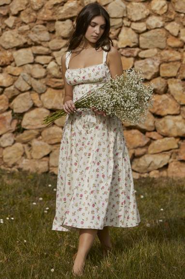 vestiario esso House of CB prendisole midi con stampa rose tatiana X44T251