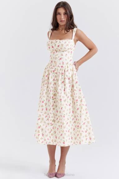 vestiario esso House of CB prendisole midi con stampa rose tatiana X44T251