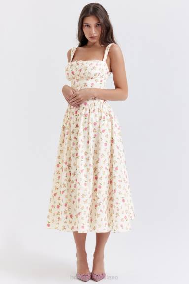 vestiario esso House of CB prendisole midi con stampa rose tatiana X44T251