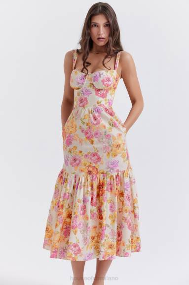 vestiario esso House of CB prendisole midi floreale avorio elia X44T257