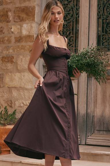 vestiario esso House of CB prendisole midi marrone ricco di tatiana X44T172