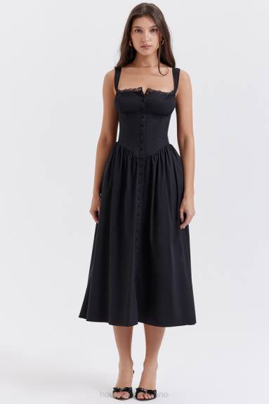 vestiario esso House of CB prendisole midi nero tatiana X44T253