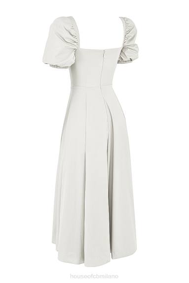 vestiario esso House of CB prendisole midi tallulah bianco con maniche a sbuffo X44T440