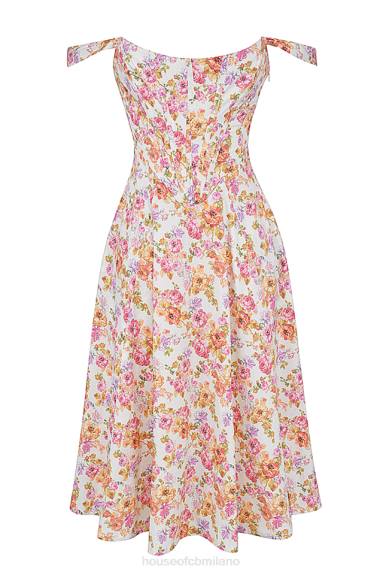 vestiario esso House of CB saira prendisole midi floreale avorio X44T248