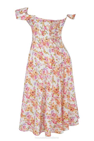 vestiario esso House of CB saira prendisole midi floreale avorio X44T248