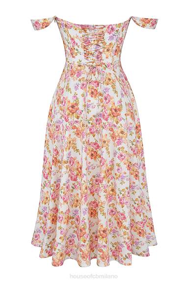 vestiario esso House of CB saira prendisole midi floreale avorio X44T248