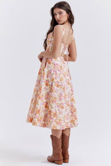 vestiario esso House of CB saira prendisole midi floreale avorio X44T248