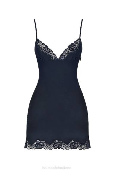 vestiario esso House of CB abito sottoveste in raso blu scuro soraya X44T372