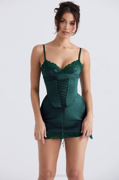 vestiario esso House of CB abito sottoveste in raso foresta soraya X44T336
