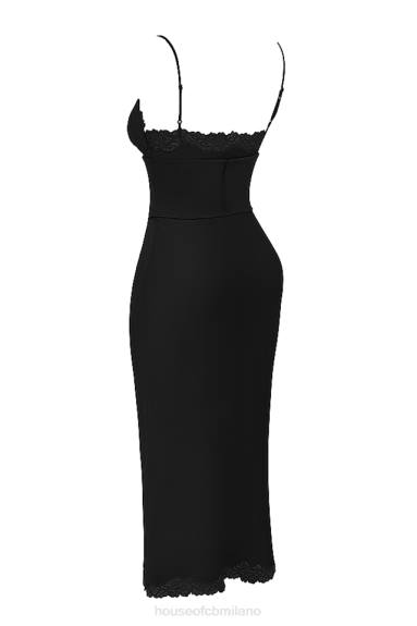 vestiario esso House of CB abito sottoveste in raso nero salma X44T283