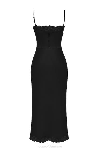 vestiario esso House of CB abito sottoveste in raso nero salma X44T283