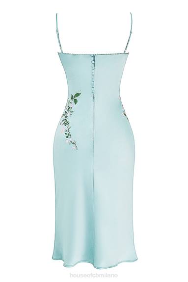 vestiario esso House of CB abito sottoveste ricamato in giada chiara Fallon X44T240